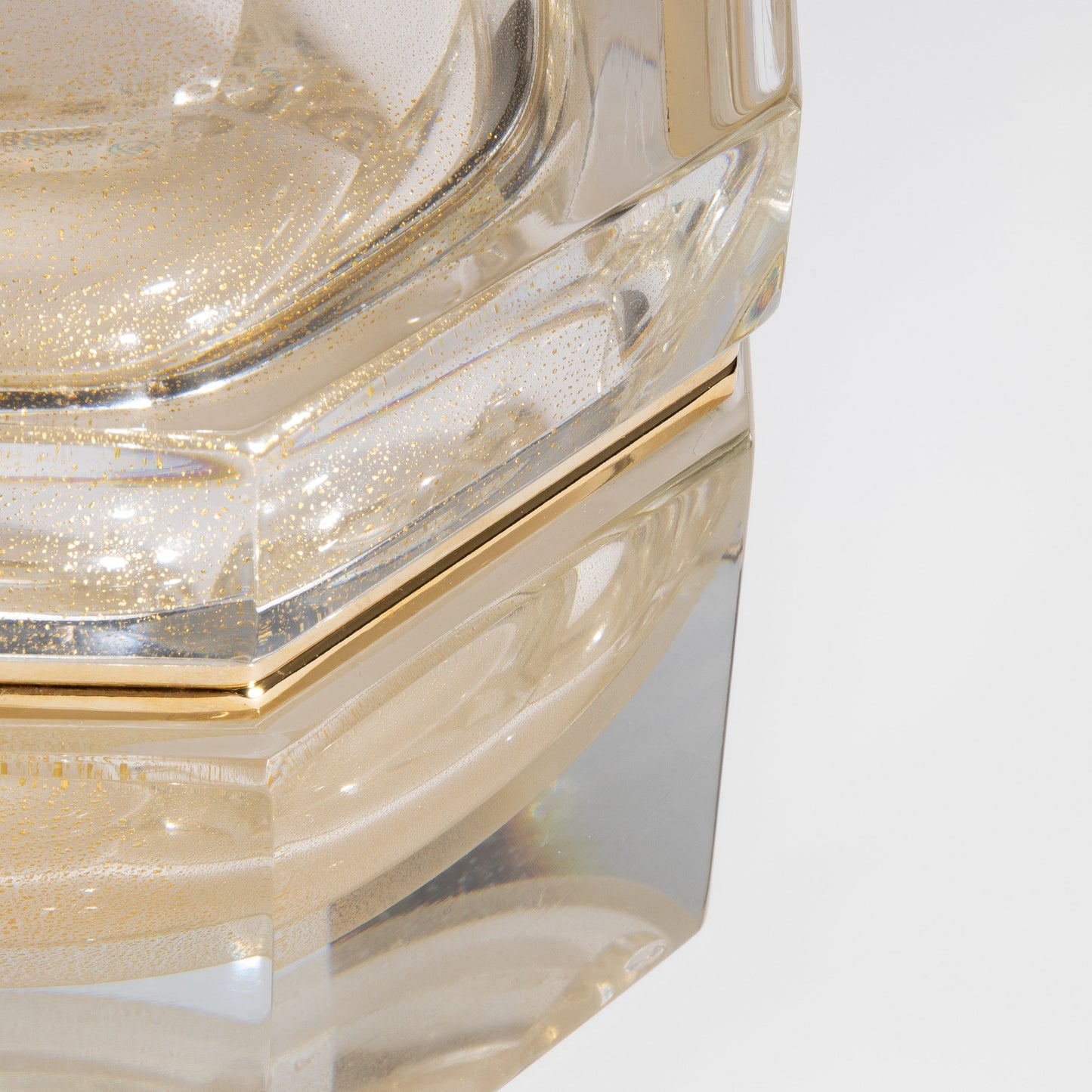 Murano Box Octagonal with Brass Fittings in 24-Karat Gold Flecks