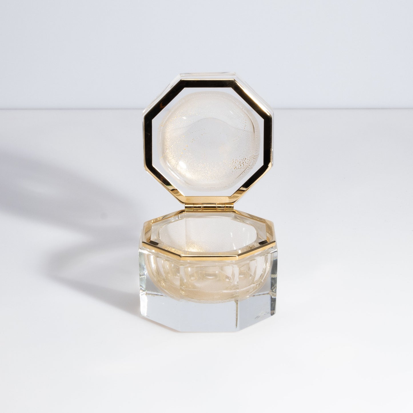 Murano Octagonal Box with Brass Fittings in 24-Karat Gold Flecks