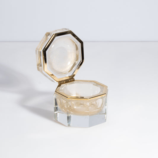 Murano Octagonal Box with Brass Fittings in 24-Karat Gold Flecks