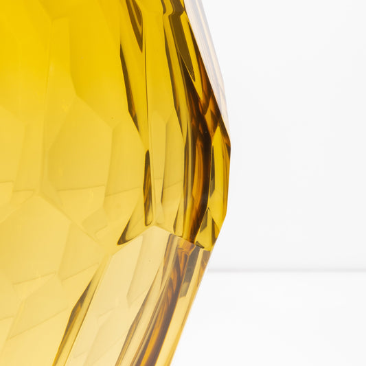 Murano Barrel Vase with Side Cut in Amber