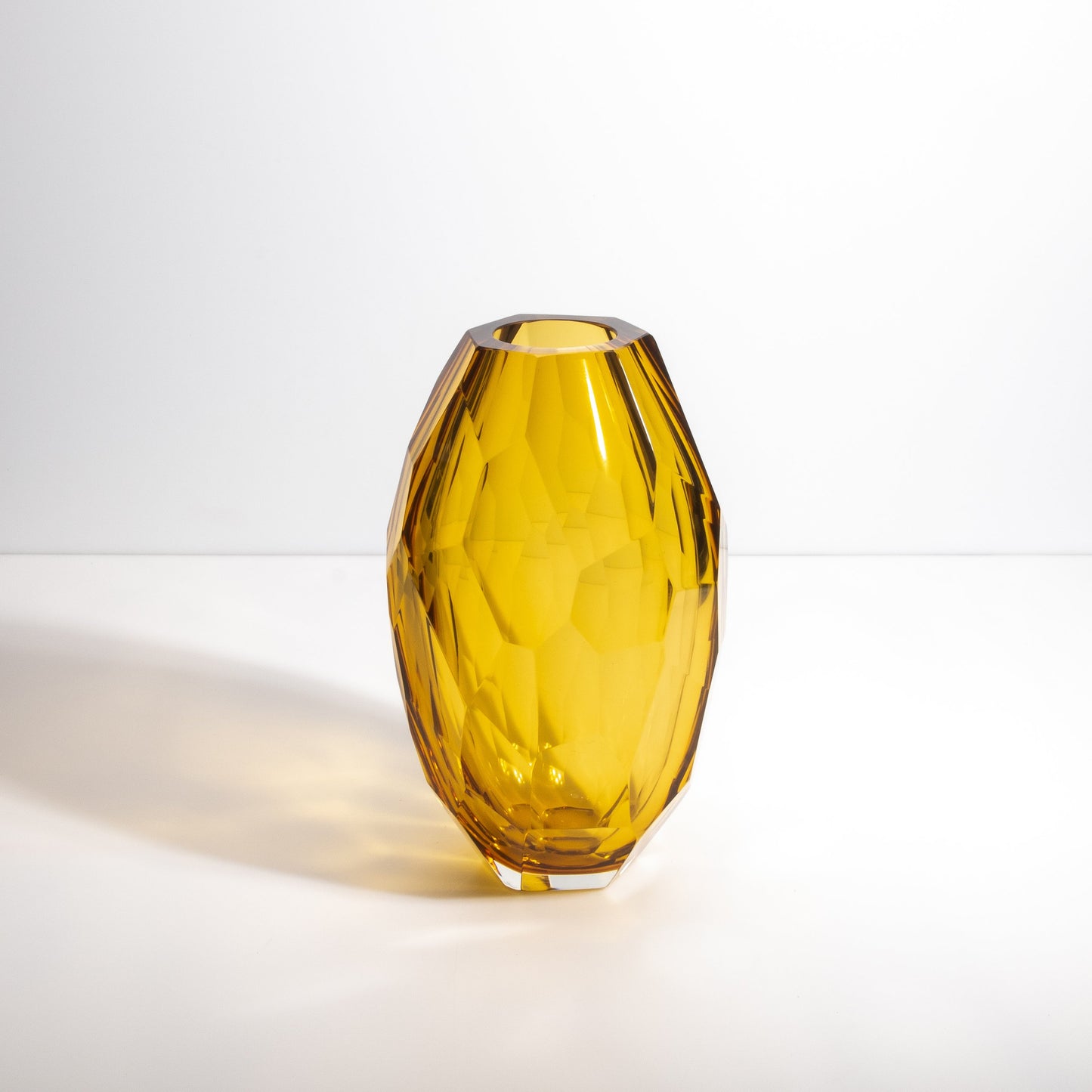Set of 3 Murano Faceted Vases in Amber