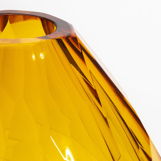Murano Facet Vase in Amber