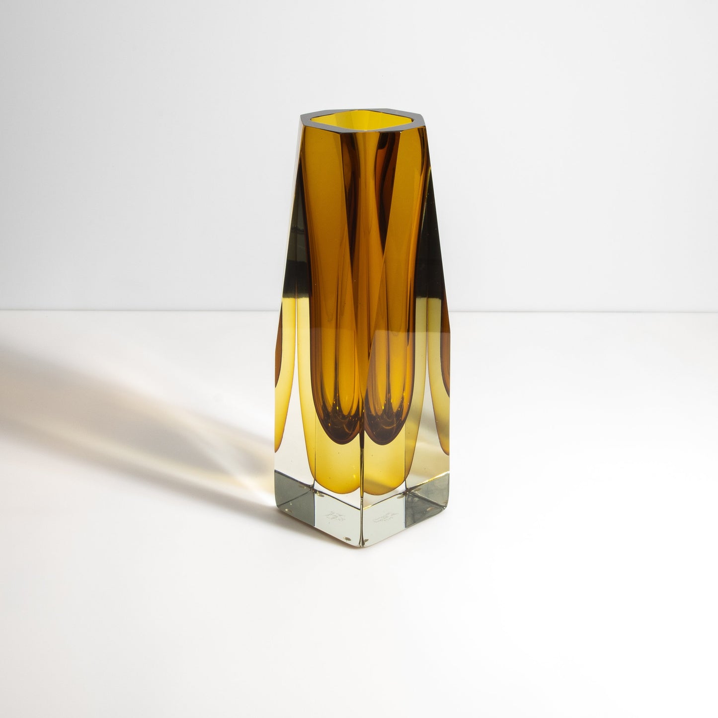 Murano Vase with Square Base in Amber