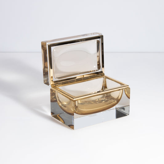 Murano Box with Brass Fittings in Light Tobacco