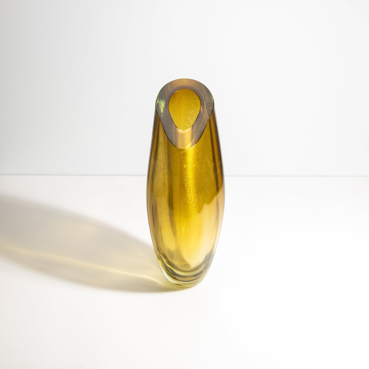 Murano Teardrop Vase in Amber with 24-Karat Gold Flecks