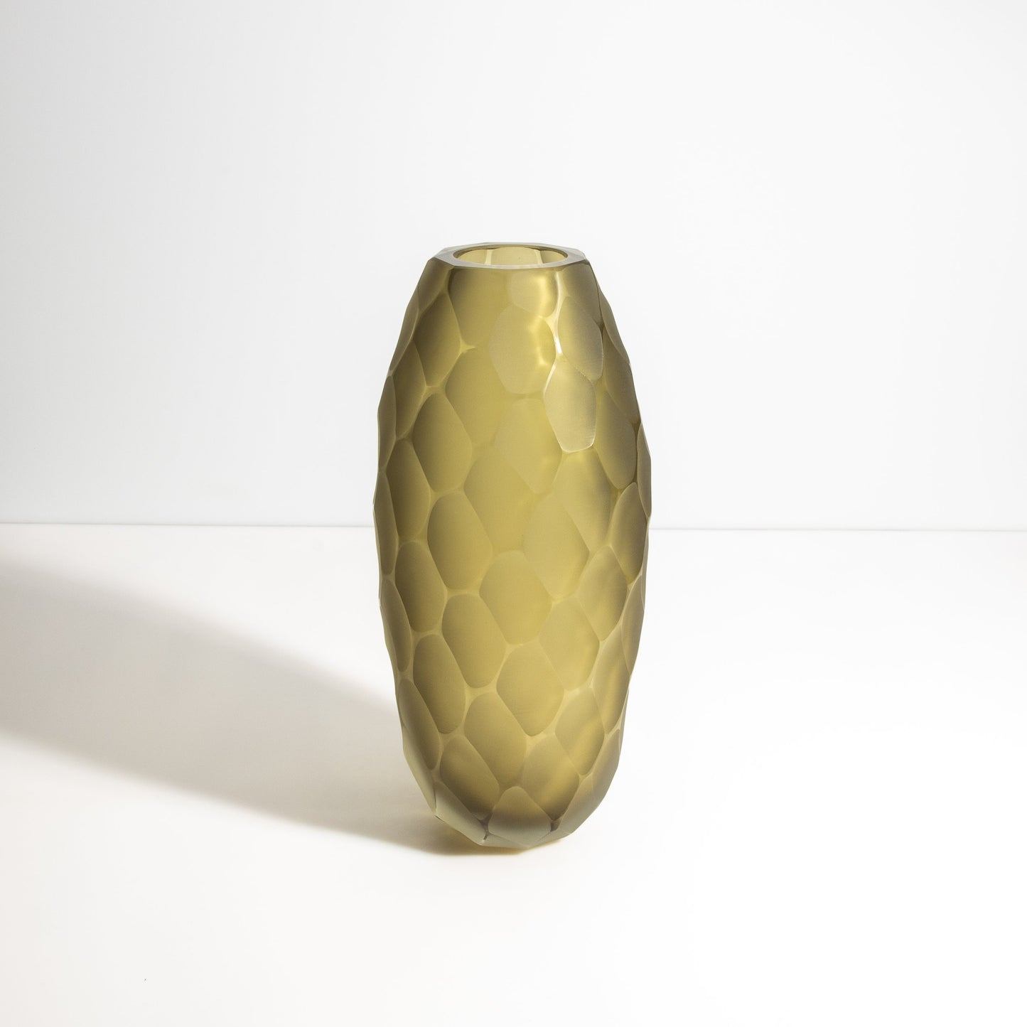 Murano Battuto Vase in Olive