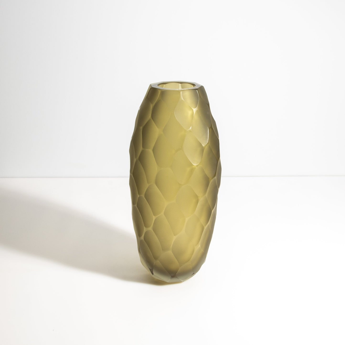 Murano Battuto Vase in Olive