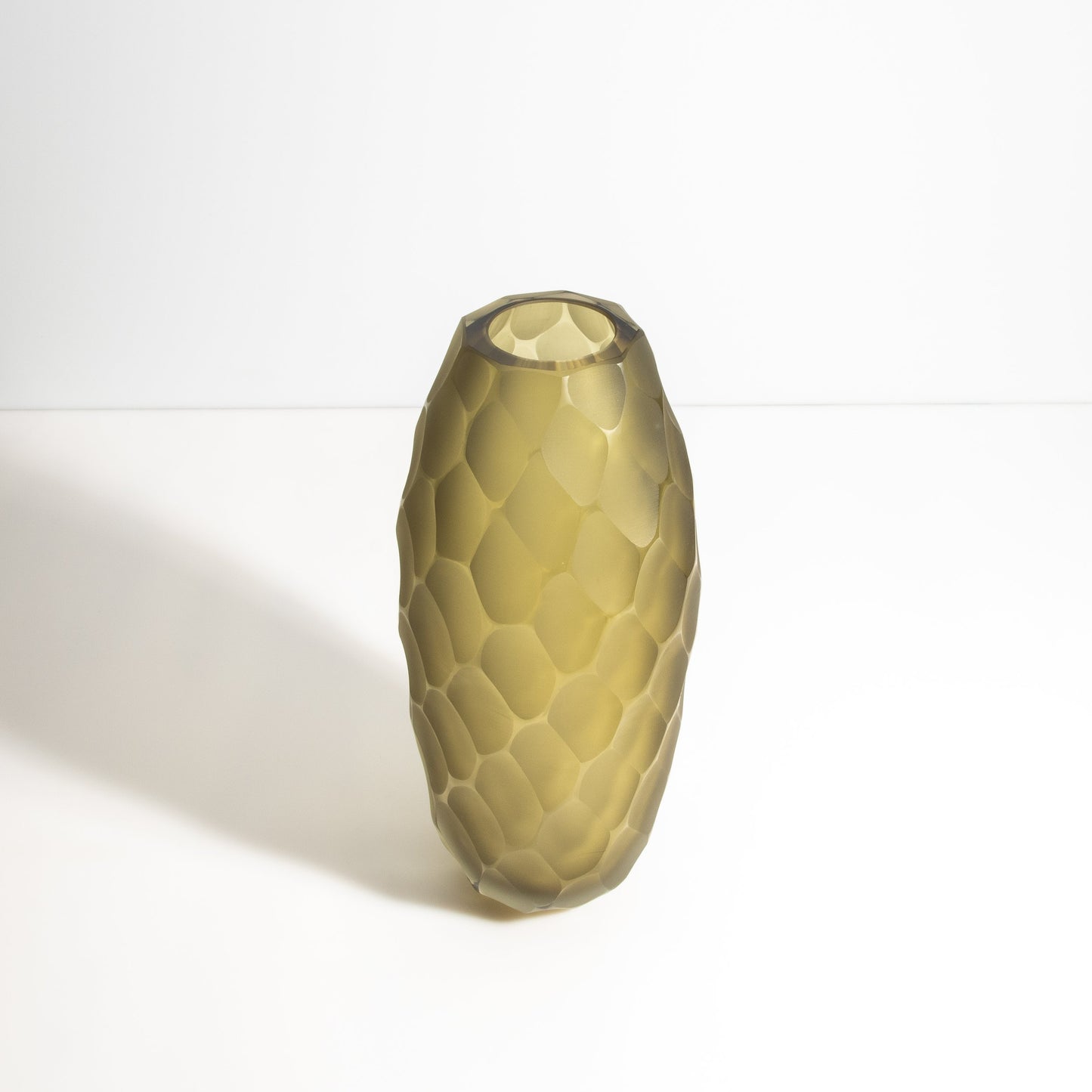Murano Battuto Vase in Olive