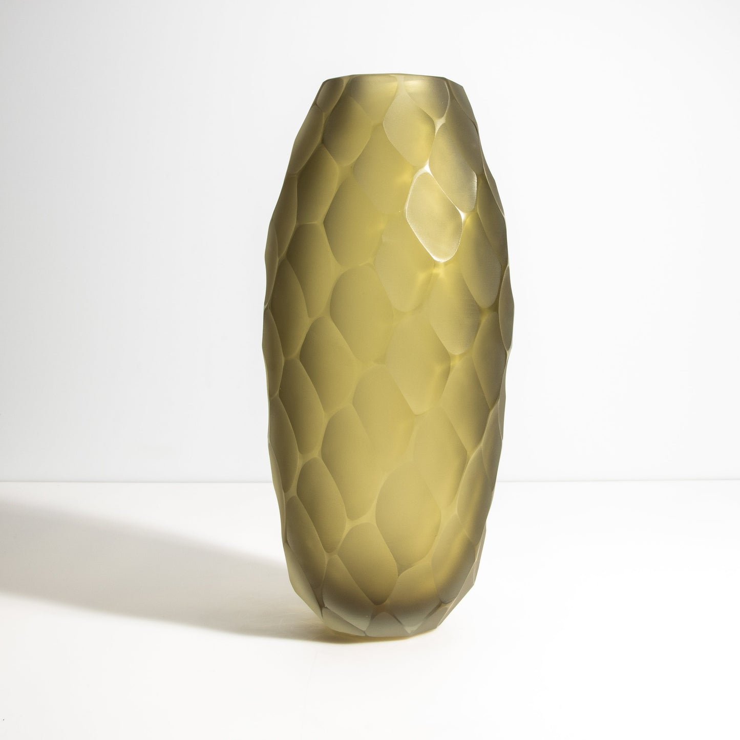 Murano Battuto Vase in Olive