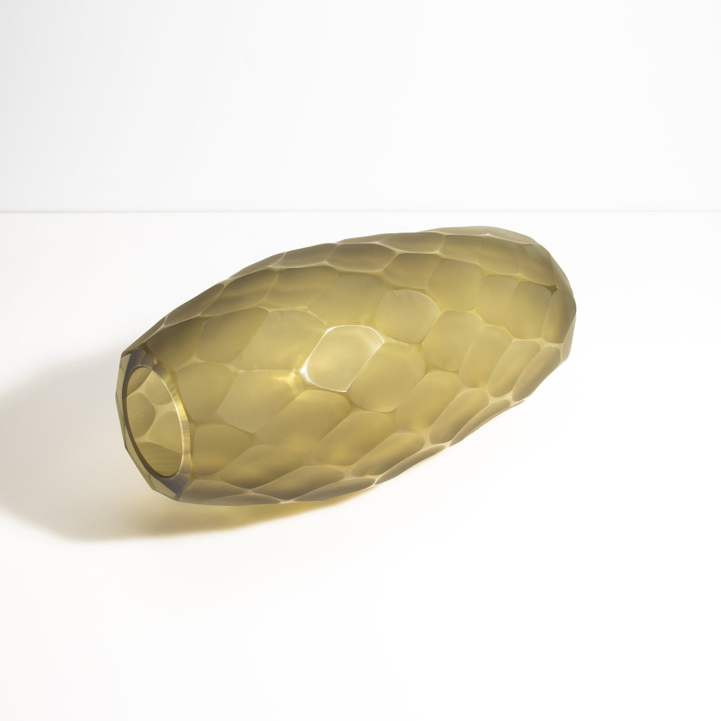 Murano Battuto Vase in Olive