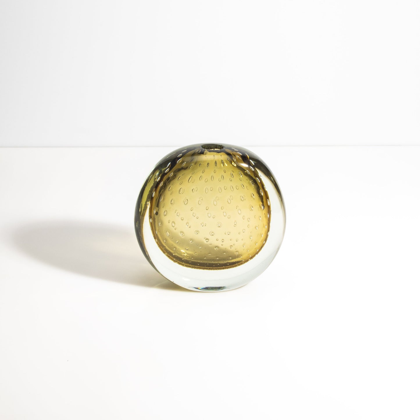 Murano Vase with Bubbles in Smokey Gold