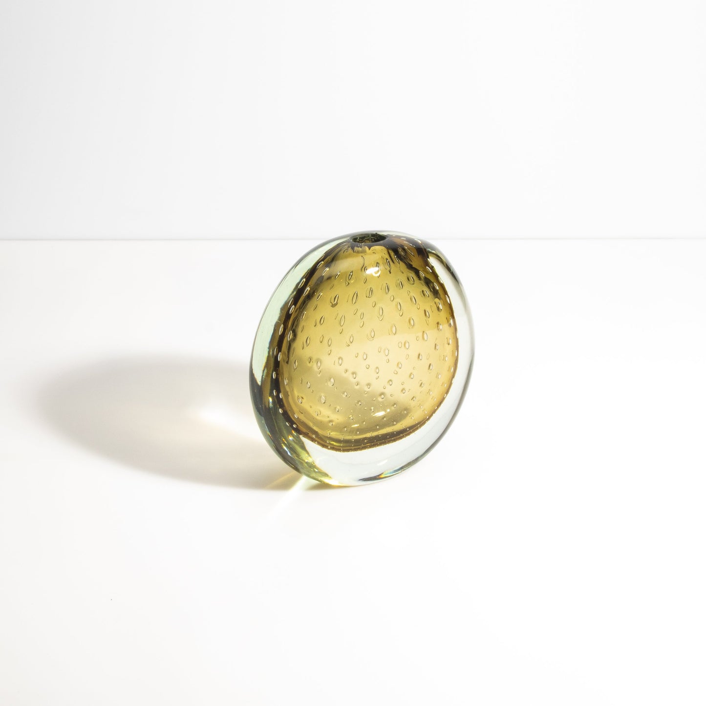 Murano Vase with Bubbles in Smokey Gold