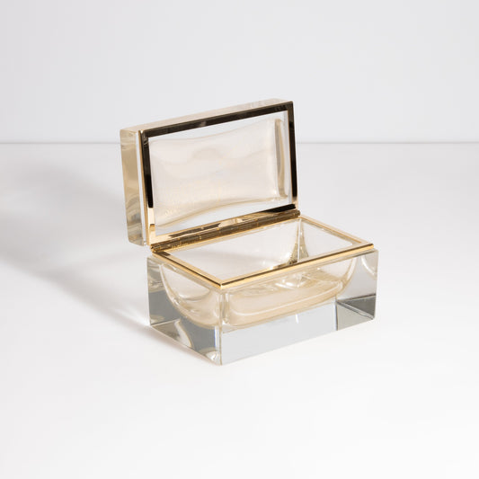 Murano Box with Brass Fittings in 24-Karat Gold Flecks