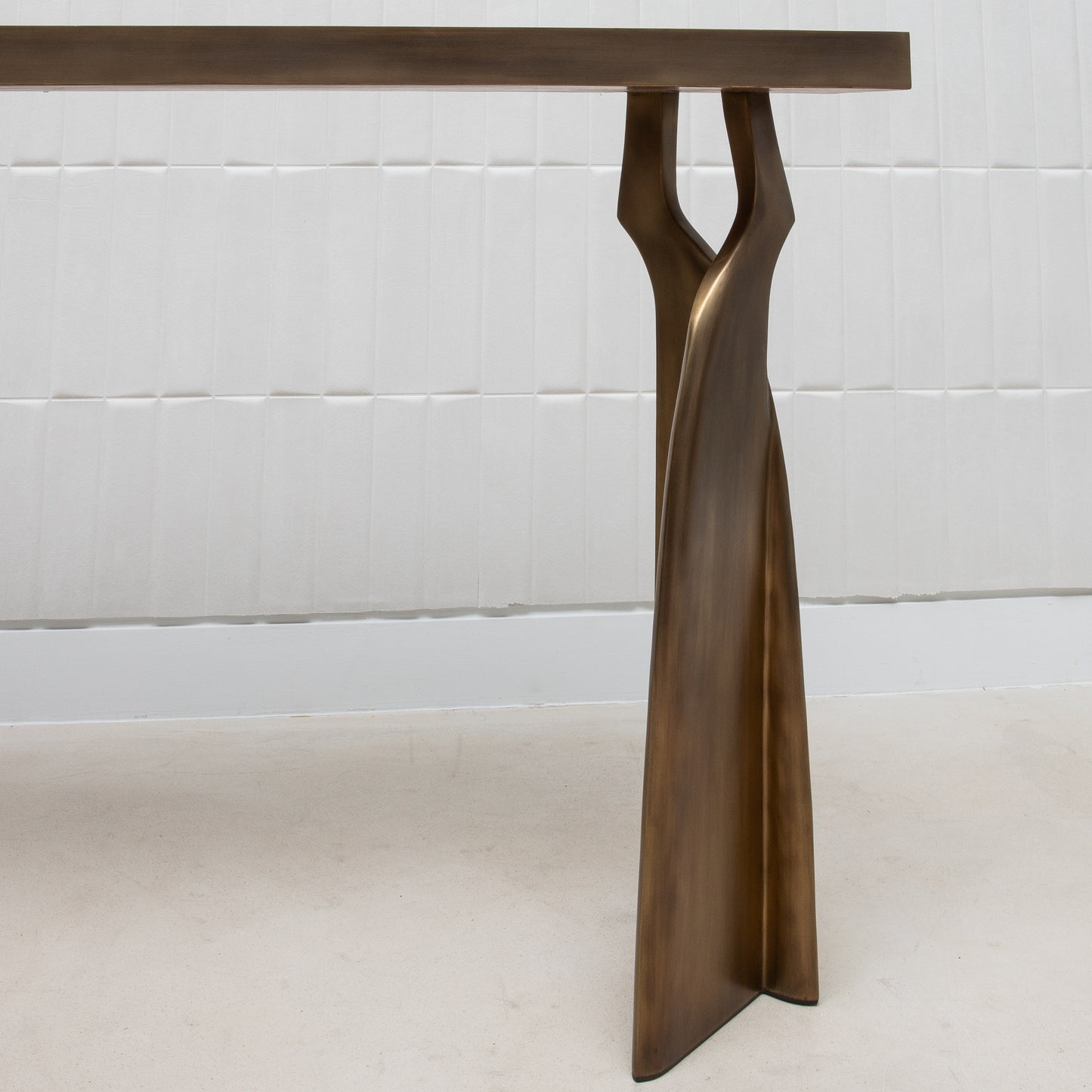 Console in White Quartz with Bronze Patina Brass by Kifu Paris