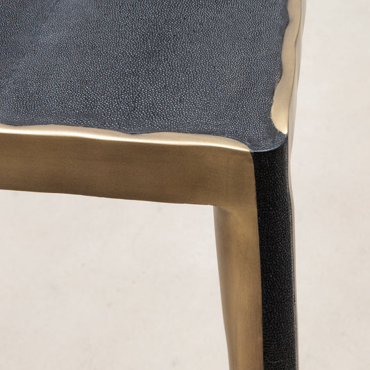 Console in Black Shagreen with Bronze Patina Brass by R&Y Augousti