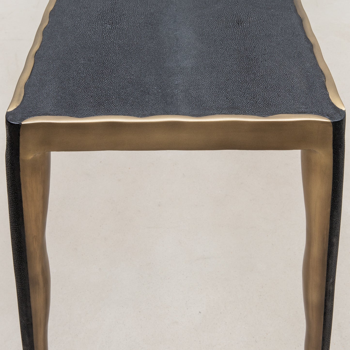 Console in Black Shagreen with Bronze Patina Brass by R&Y Augousti