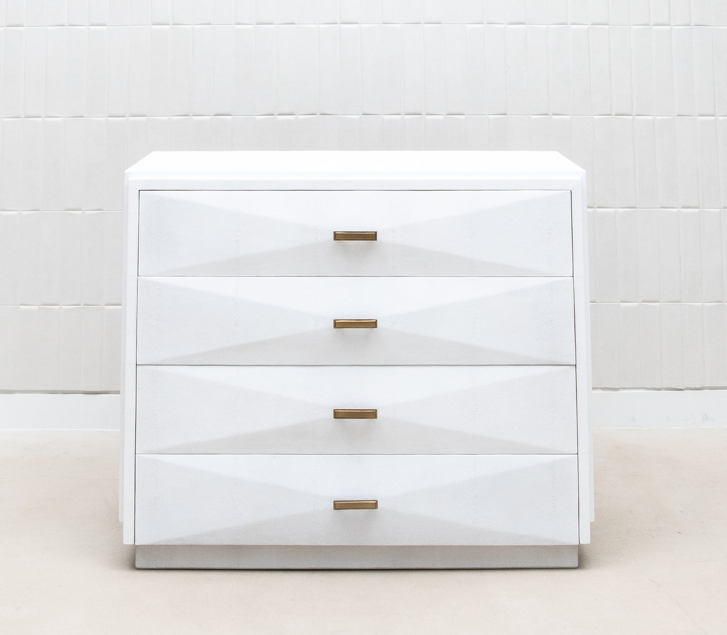 Chest of Drawers in White Shagreen with Bronze Patina Brass Details by R&Y Augousti