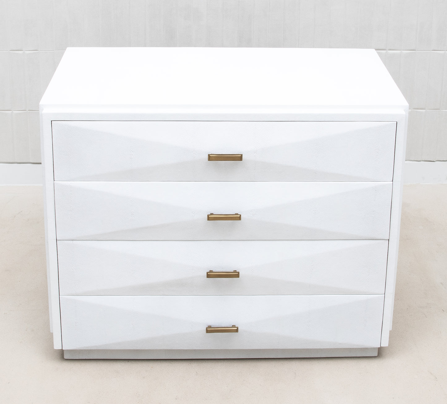 Chest of Drawers in White Shagreen with Bronze Patina Brass Details by R&Y Augousti