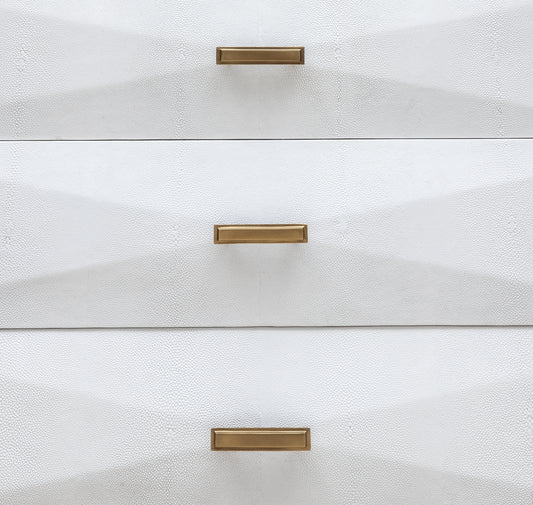 Chest of Drawers in White Shagreen with Bronze Patina Brass Details by R&Y Augousti