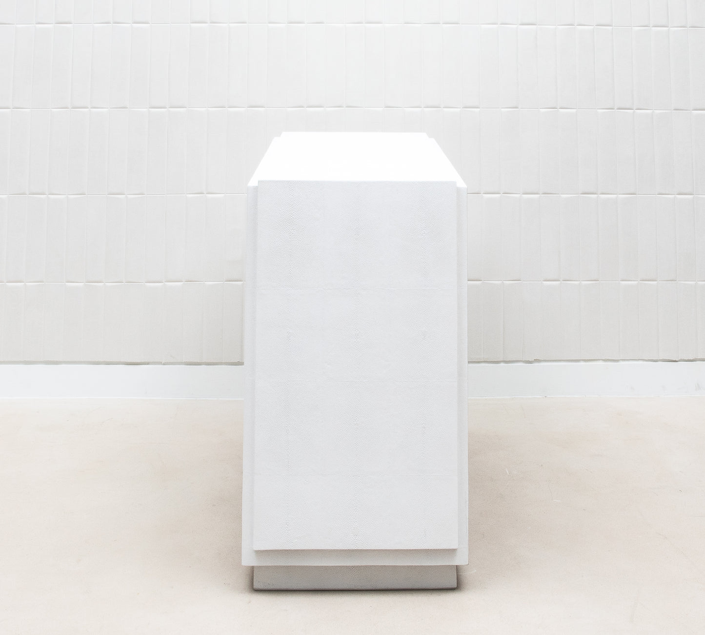 Chest of Drawers in White Shagreen with Bronze Patina Brass Details by R&Y Augousti