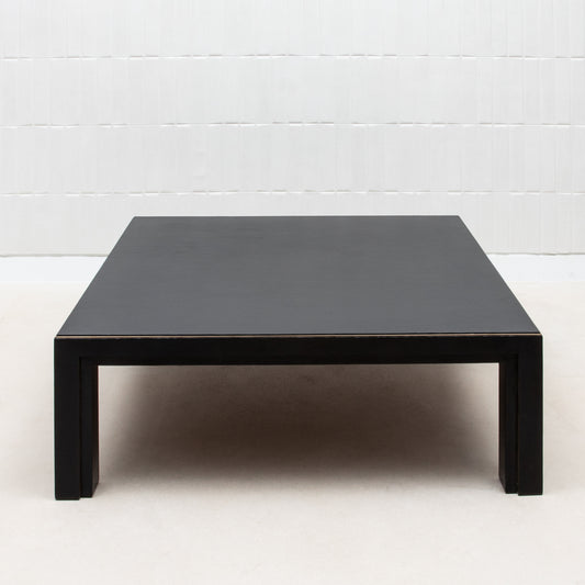 Coffee Table in Parchment with Bronze Patina Brass by R&Y Augousti