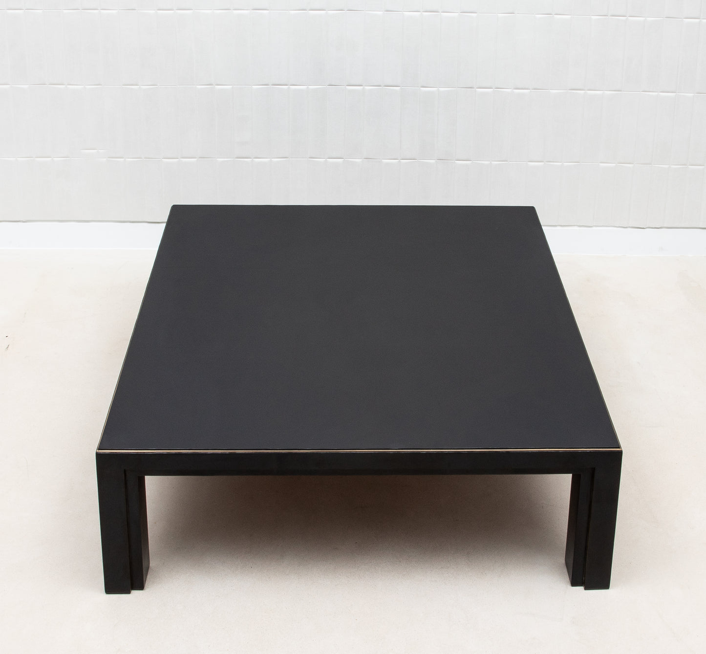 Coffee Table in Parchment with Bronze Patina Brass by R&Y Augousti