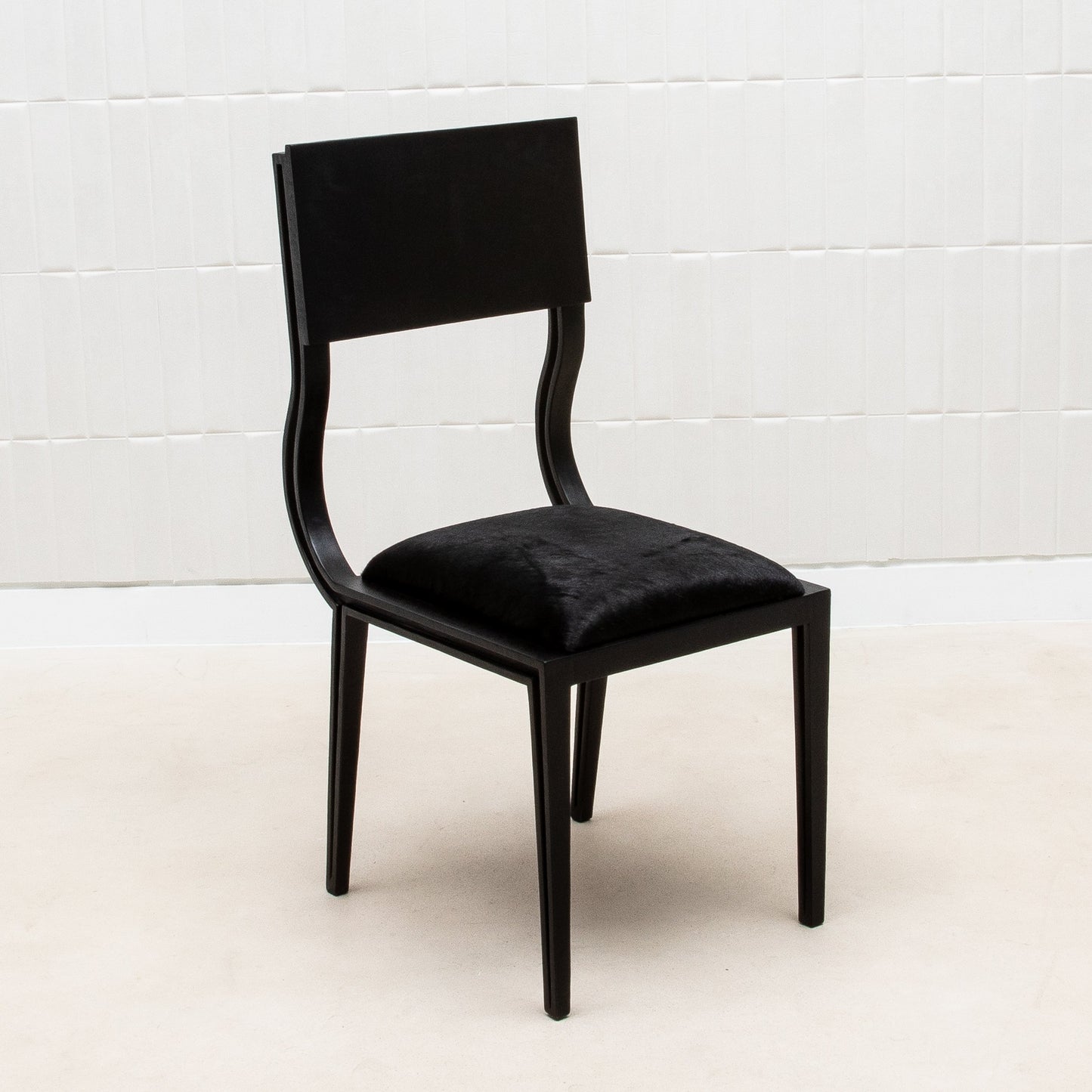 Upholstered Hide Chair in Black Oak by R&Y Augousti