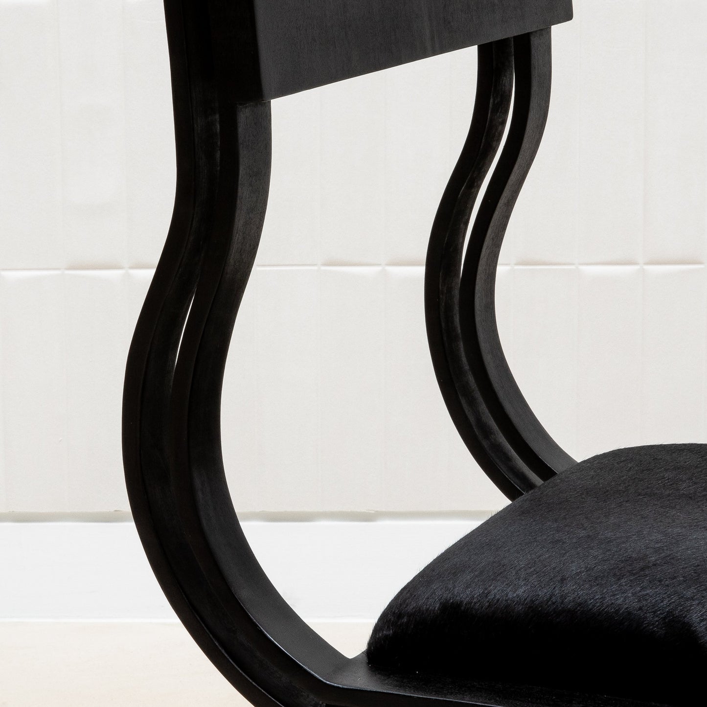 Upholstered Hide Chair in Black Oak by R&Y Augousti