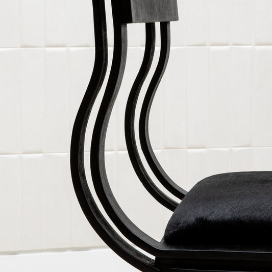 Upholstered Hide Chair in Black Oak by R&Y Augousti