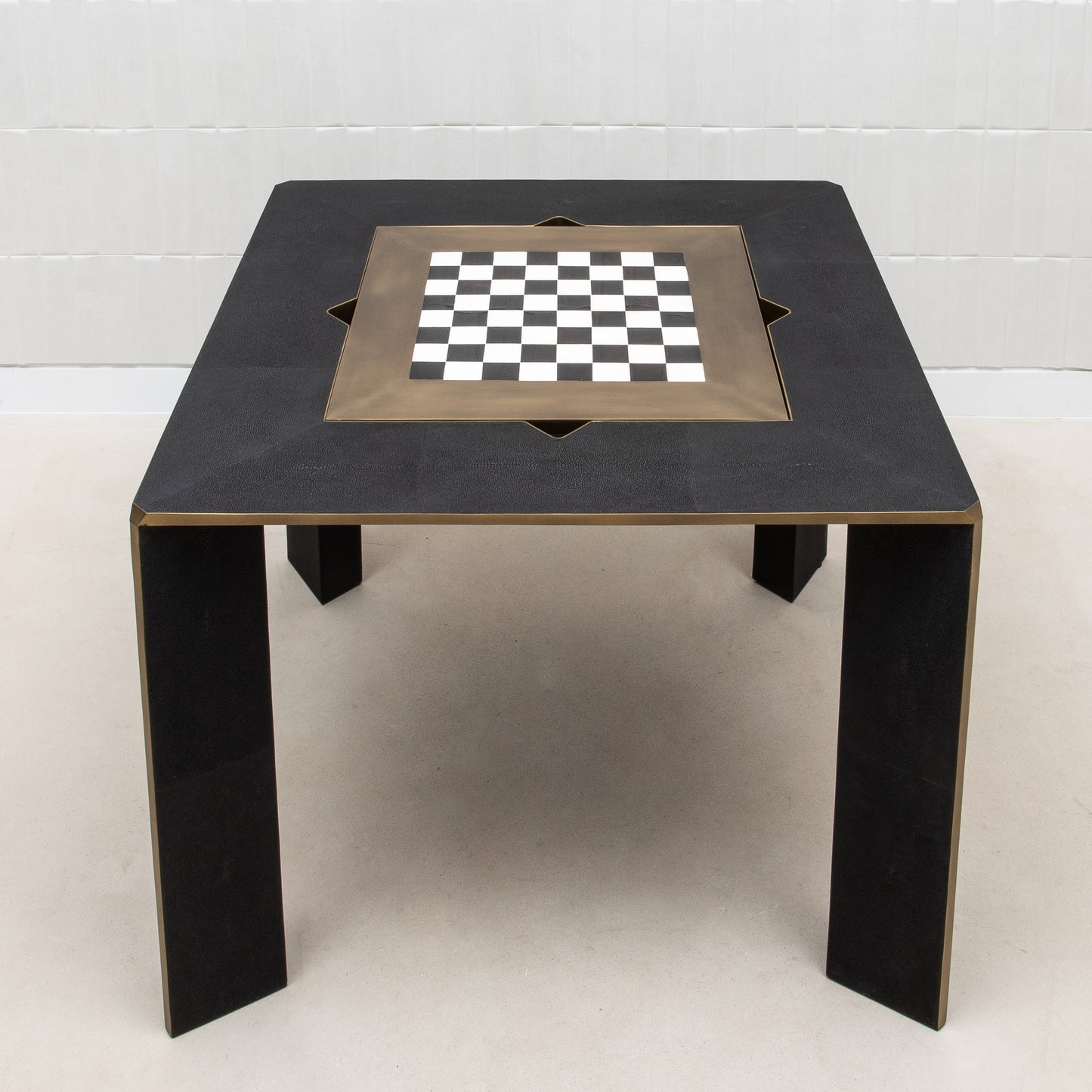 Game Table in Black Shagreen with Brass by R&Y Augousti