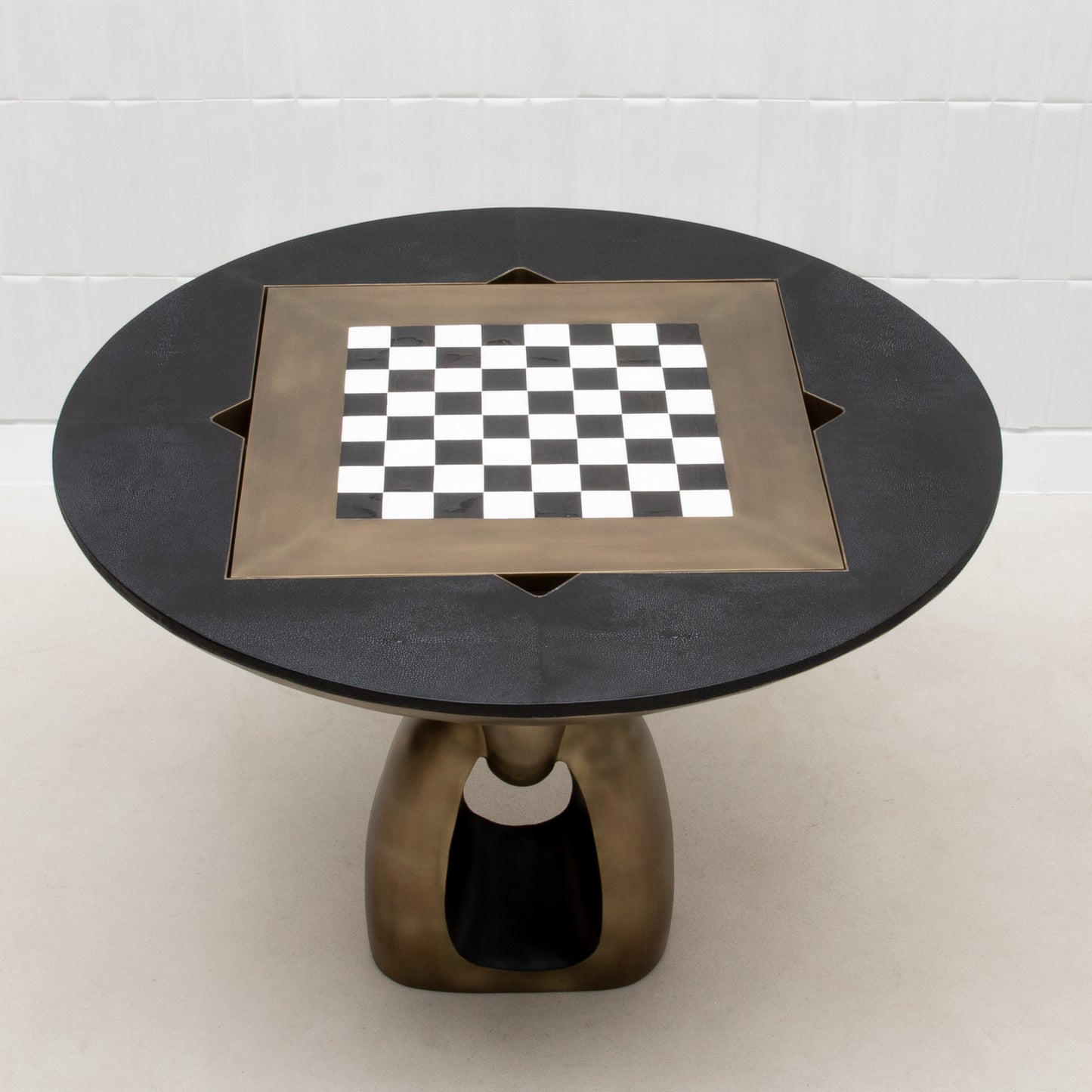 Game Table in Black Shagreen with Brass by R&Y Augousti