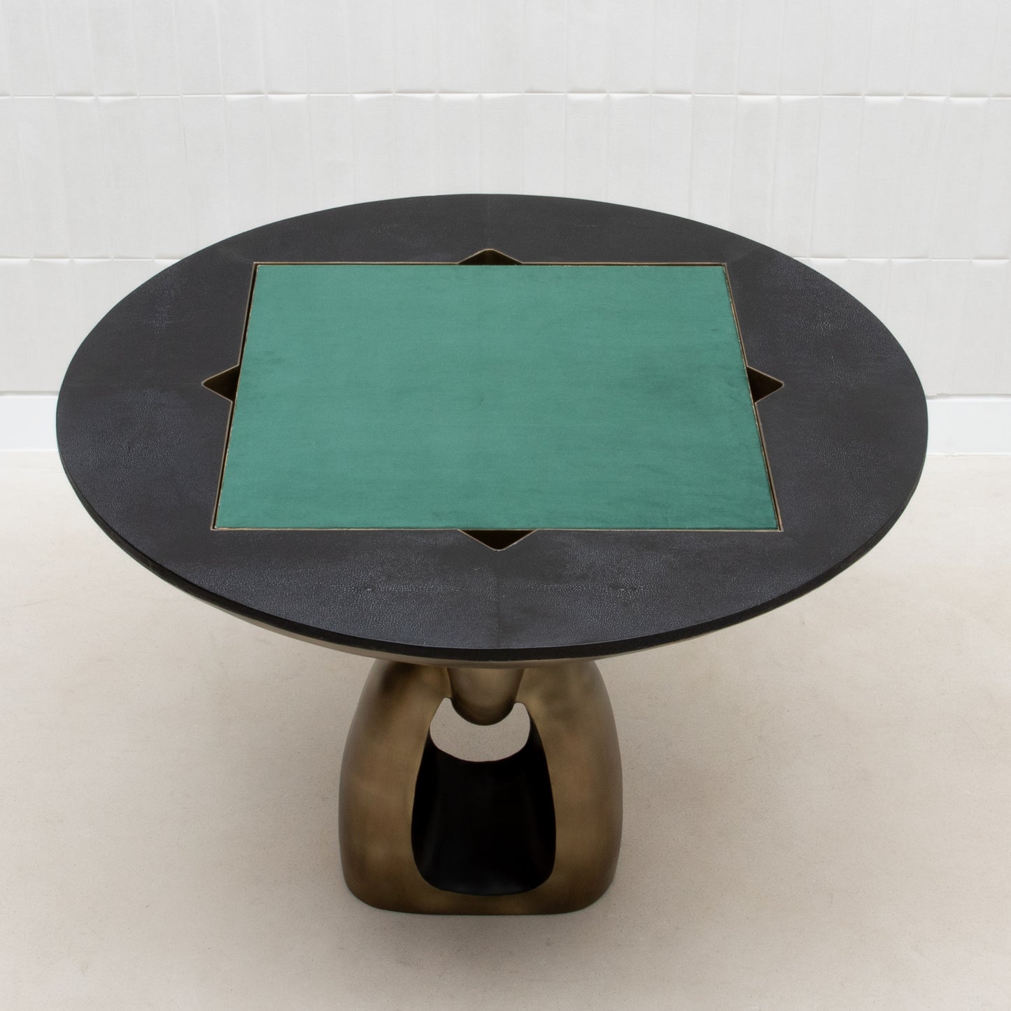 Game Table in Black Shagreen with Brass by R&Y Augousti
