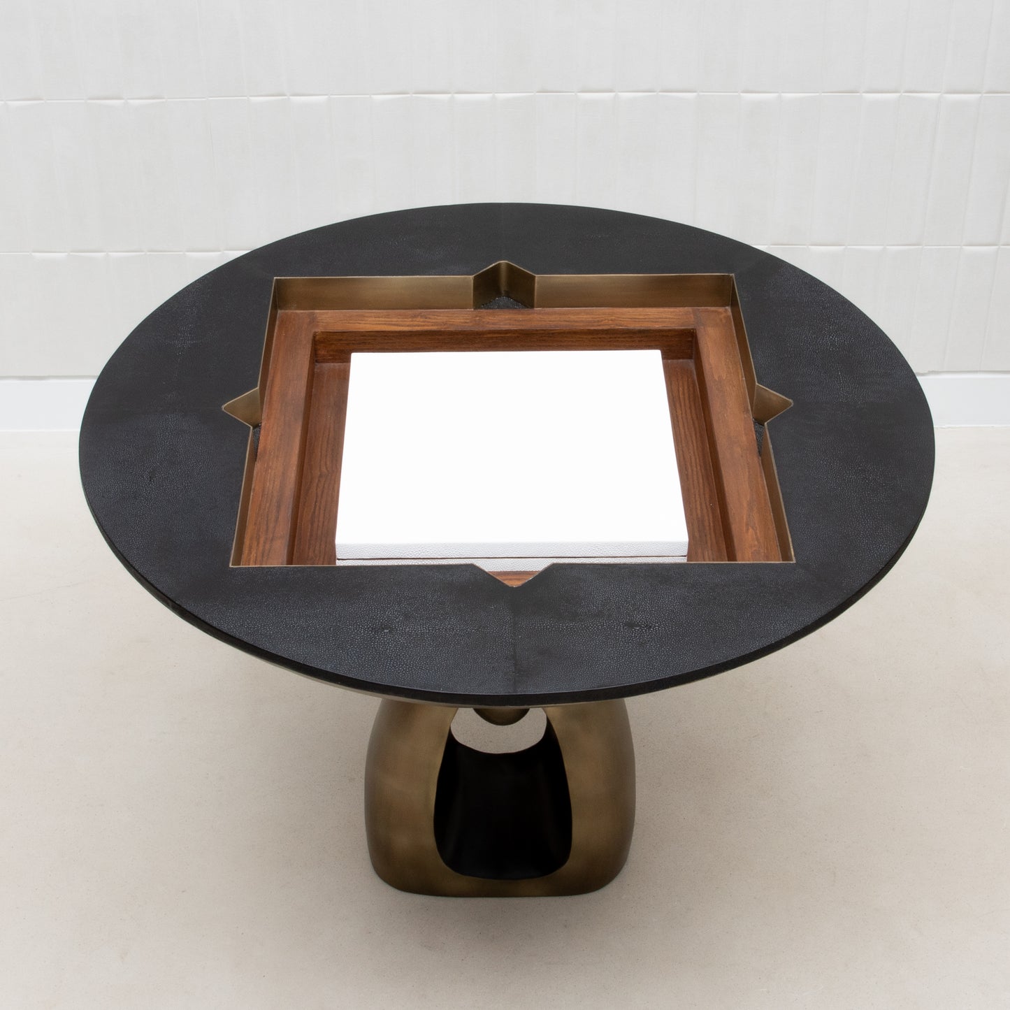 Game Table in Black Shagreen with Brass by R&Y Augousti