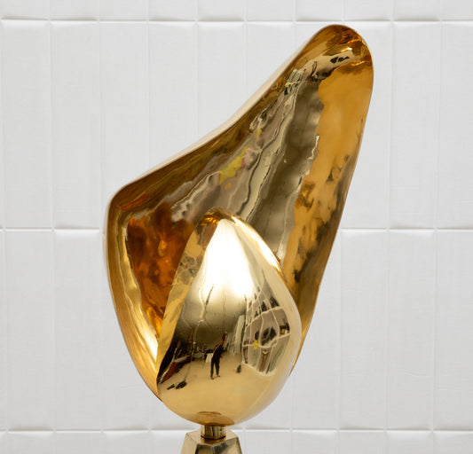 Sculptural Floor Lamp in Polished Brass with Black Shell by KIFU Paris