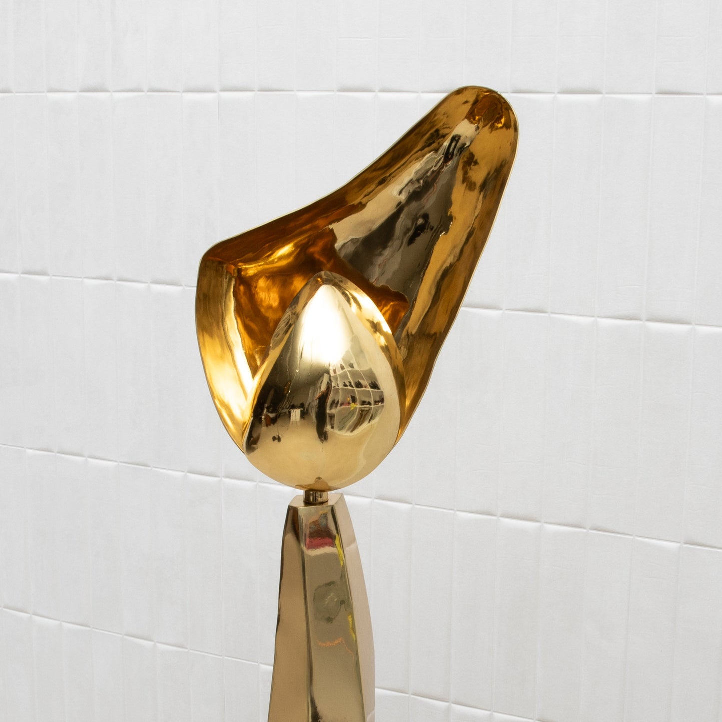 Sculptural Floor Lamp in Polished Brass with Black Shell by KIFU Paris