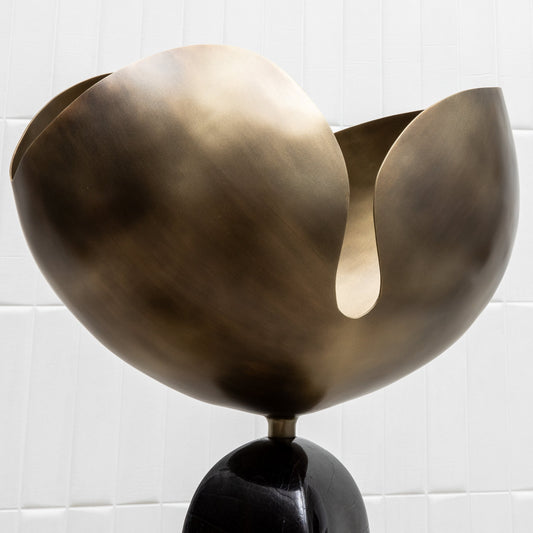 Sky & Moon Sculptural Floor Lamps in Brass and Black Shell by KIFU Paris