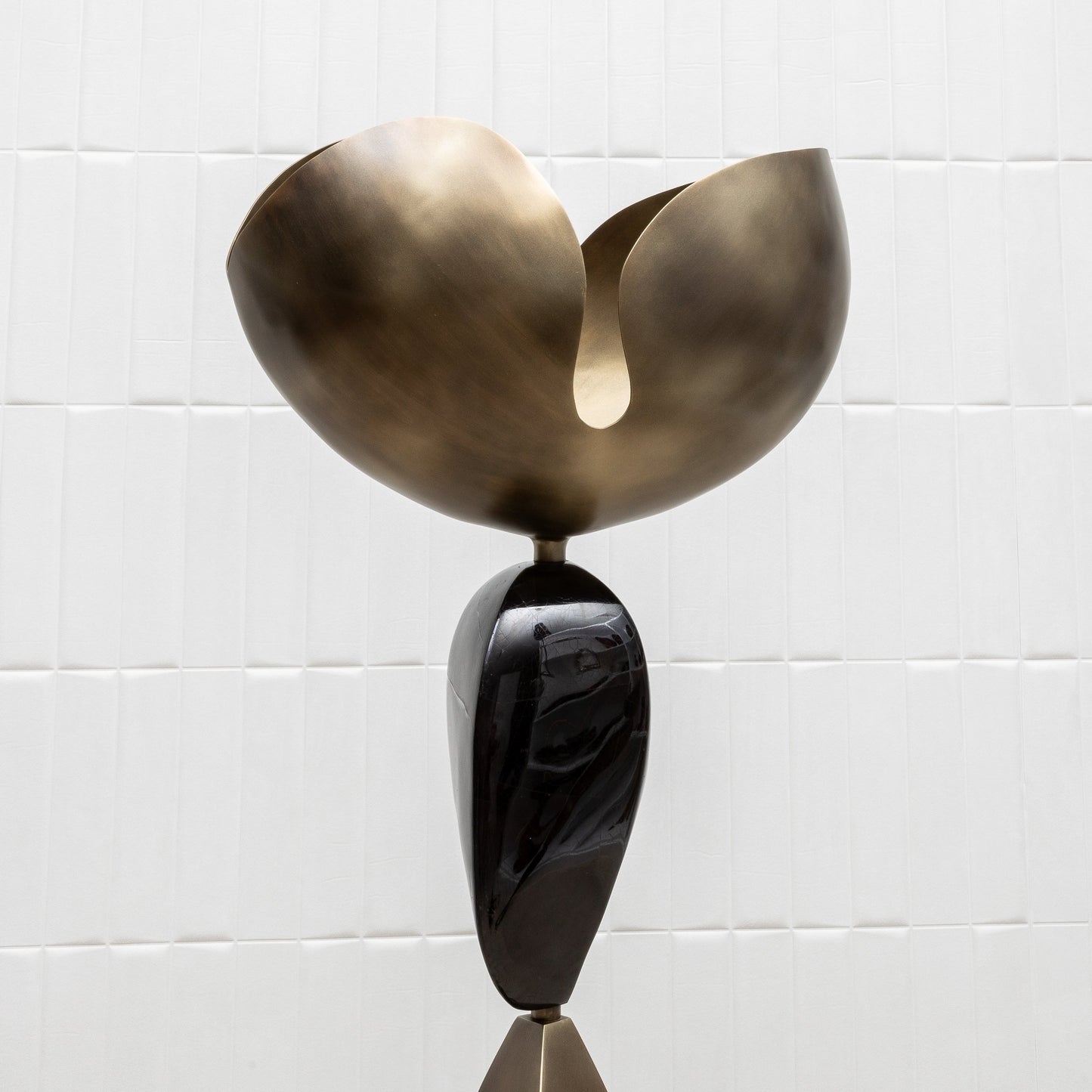 Sky & Moon Sculptural Floor Lamps in Brass and Black Shell by KIFU Paris