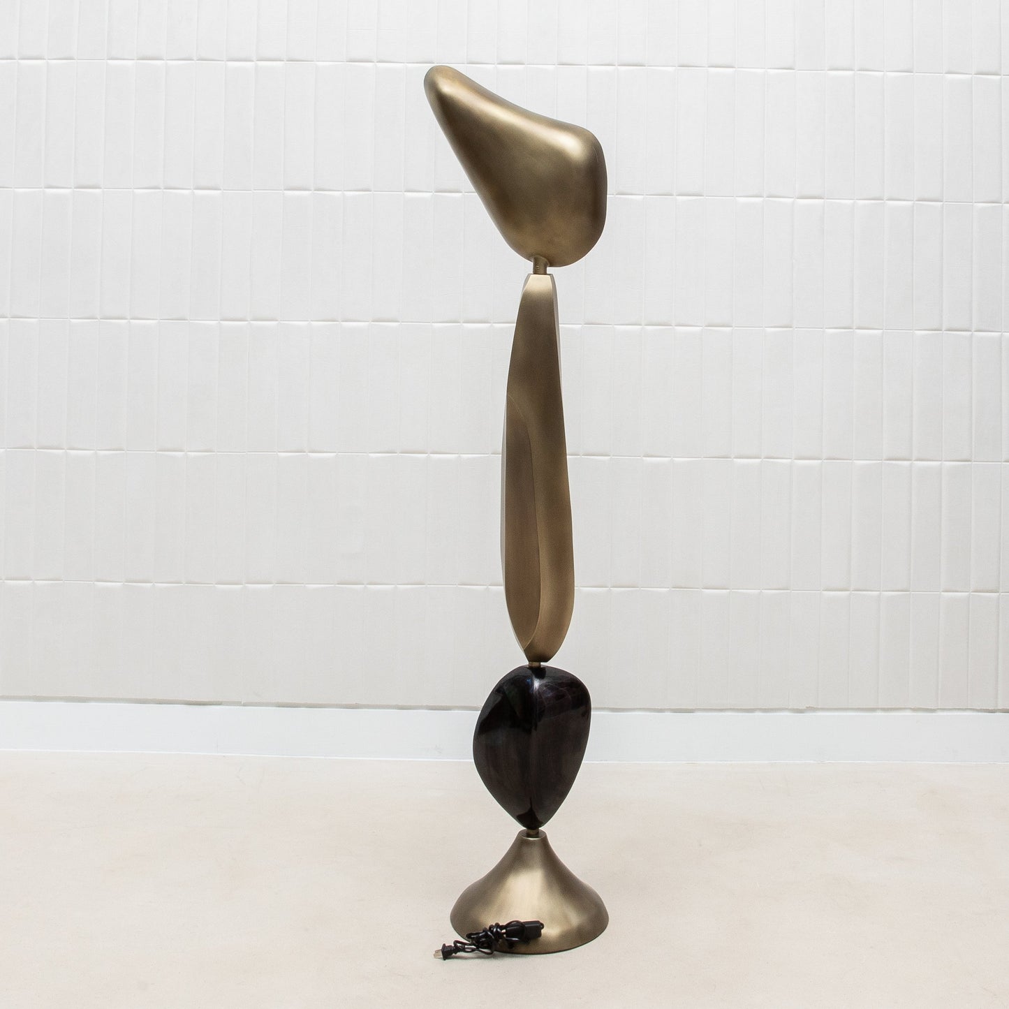 Sky & Moon Sculptural Floor Lamps in Brass and Black Shell by KIFU Paris
