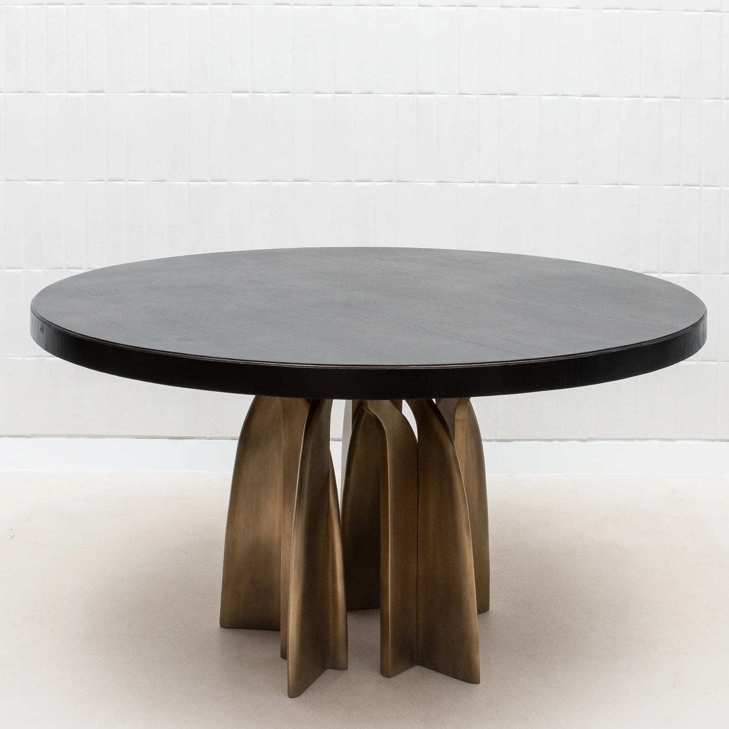 Dining Table in Black Oak with Bronze Patina Brass by Kifu Paris