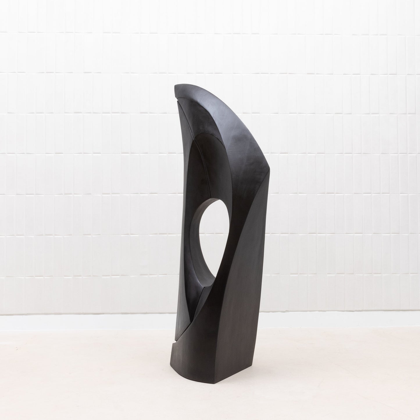 Modern Abstract Sculpture in Black Oak by Patrick Coard Paris