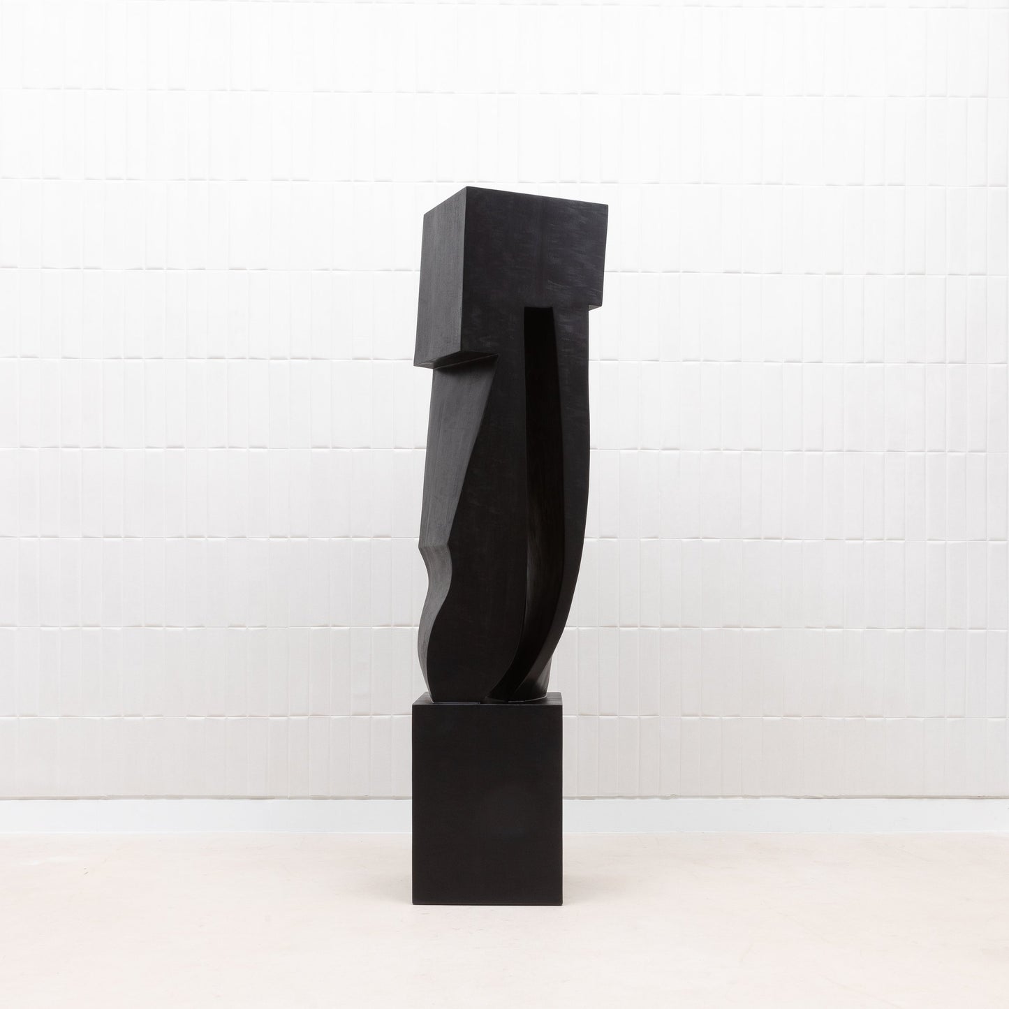 Modern Abstract Sculpture in Black Oak by Patrick Coard Paris