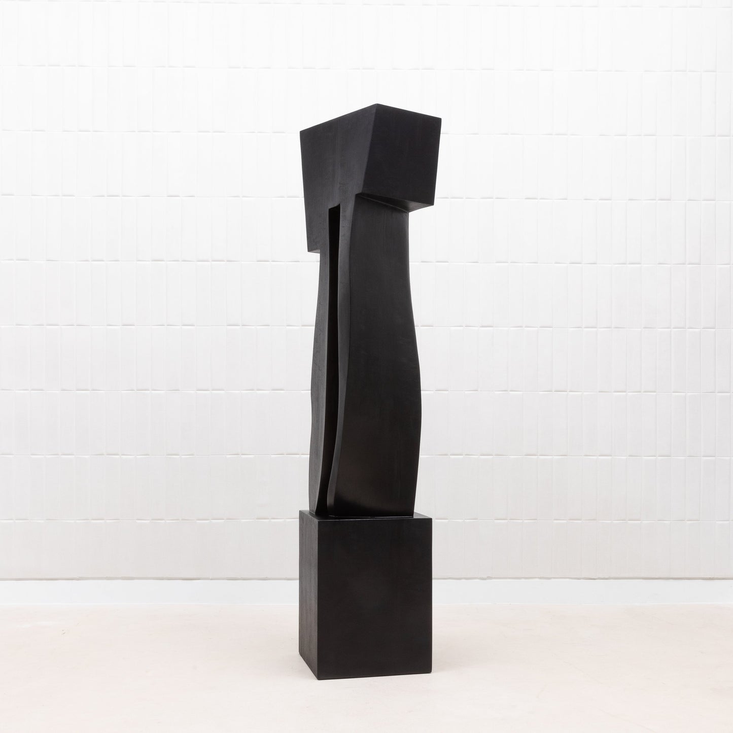 Modern Abstract Sculpture in Black Oak by Patrick Coard Paris