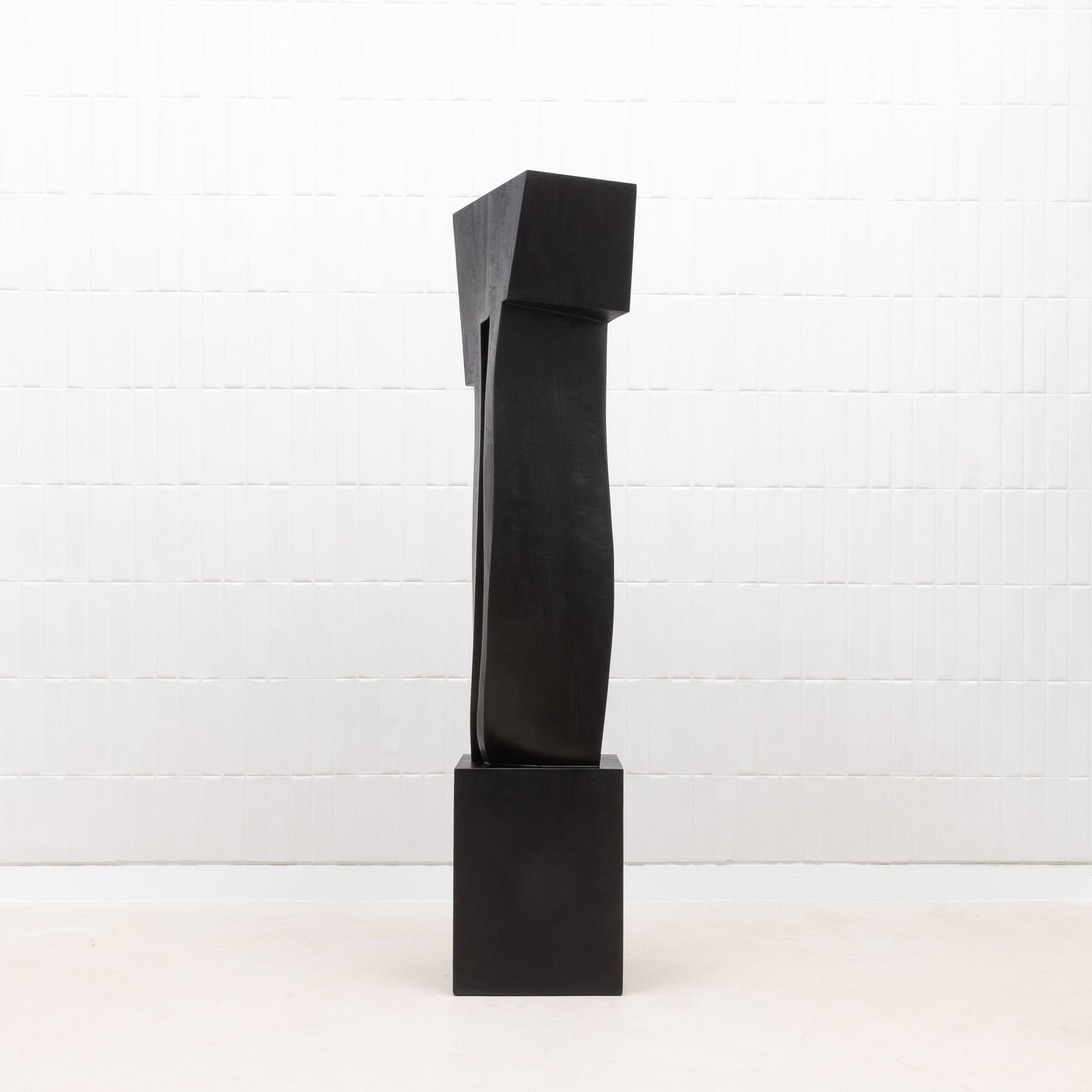 Modern Abstract Sculpture in Black Oak by Patrick Coard Paris