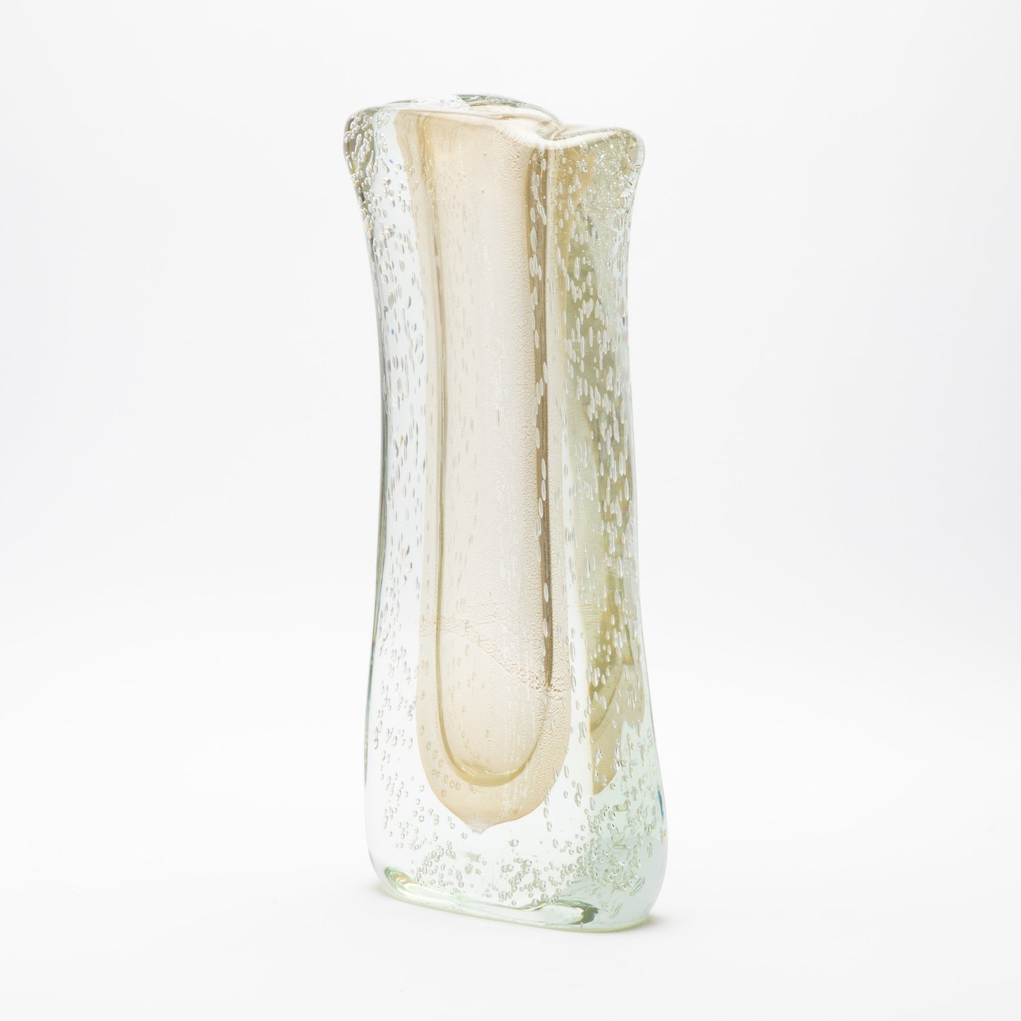 Murano Vase with Bubbles in Clear with 24-Karat Gold Flecks