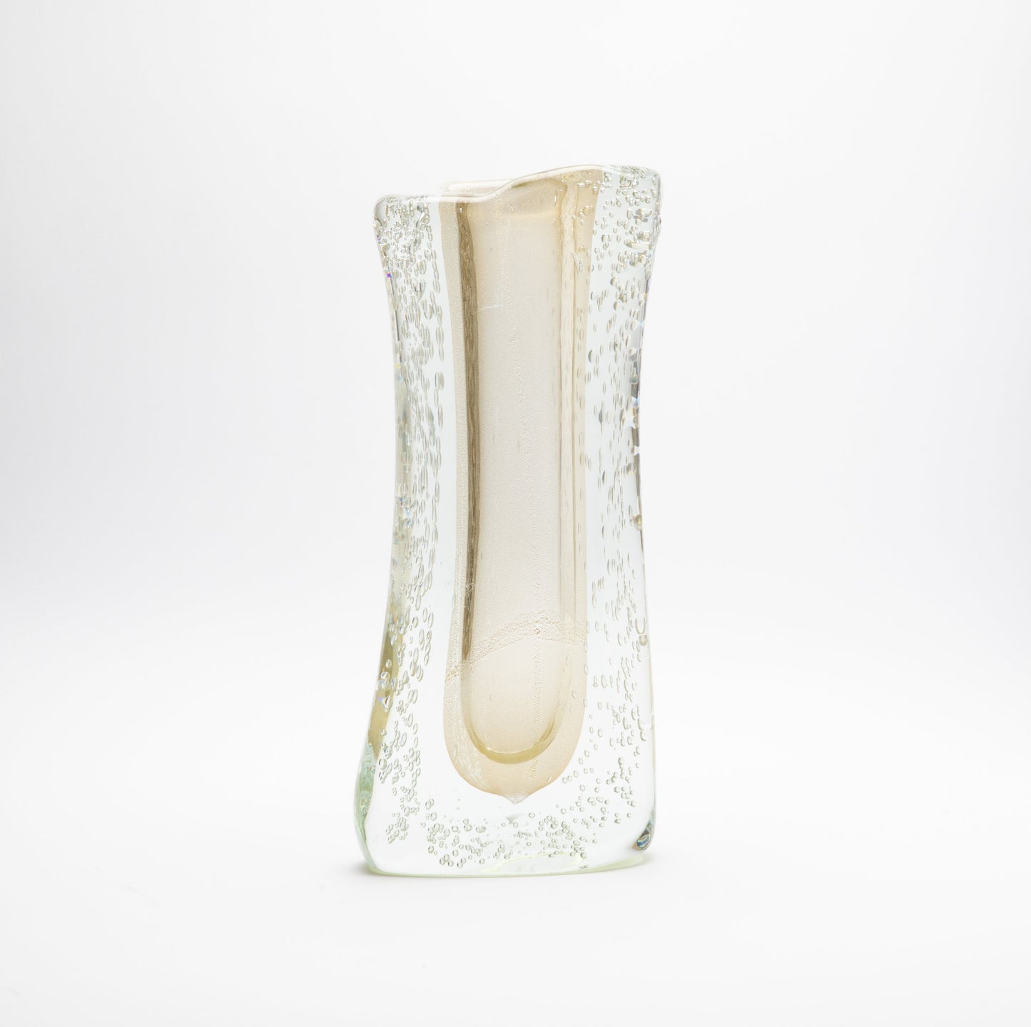 Murano Vase with Bubbles in Clear with 24-Karat Gold Flecks