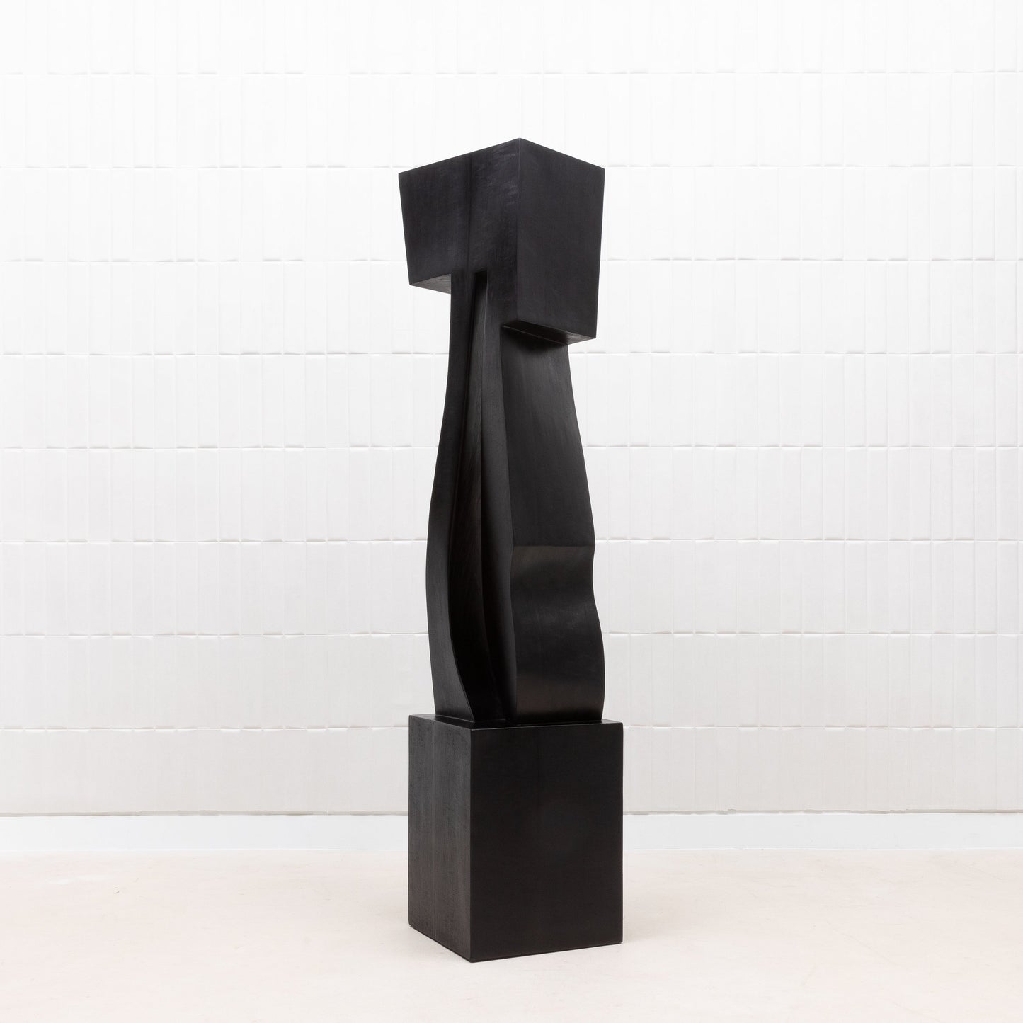 Modern Abstract Sculpture in Black Oak by Patrick Coard Paris