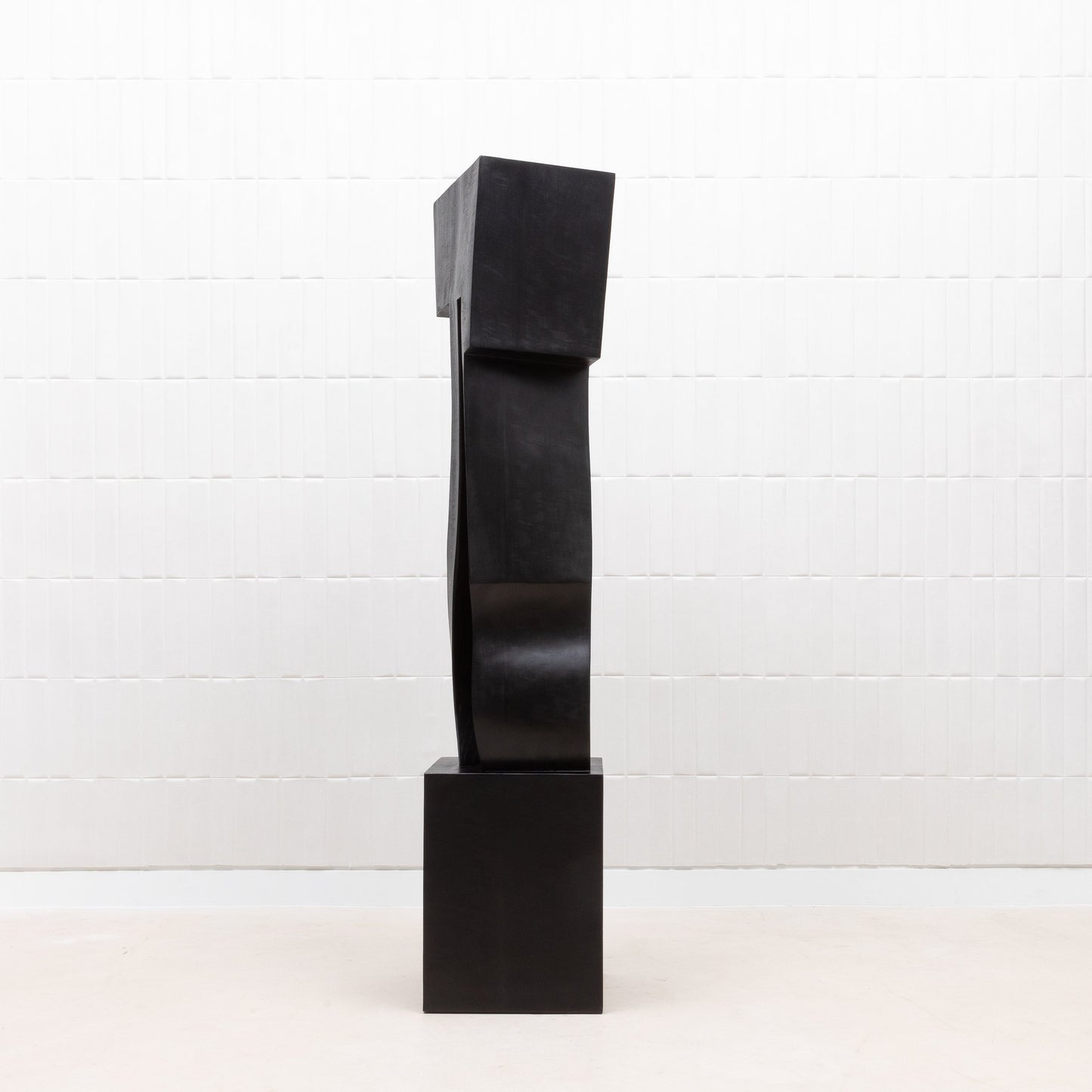 Modern Abstract Sculpture in Black Oak by Patrick Coard Paris