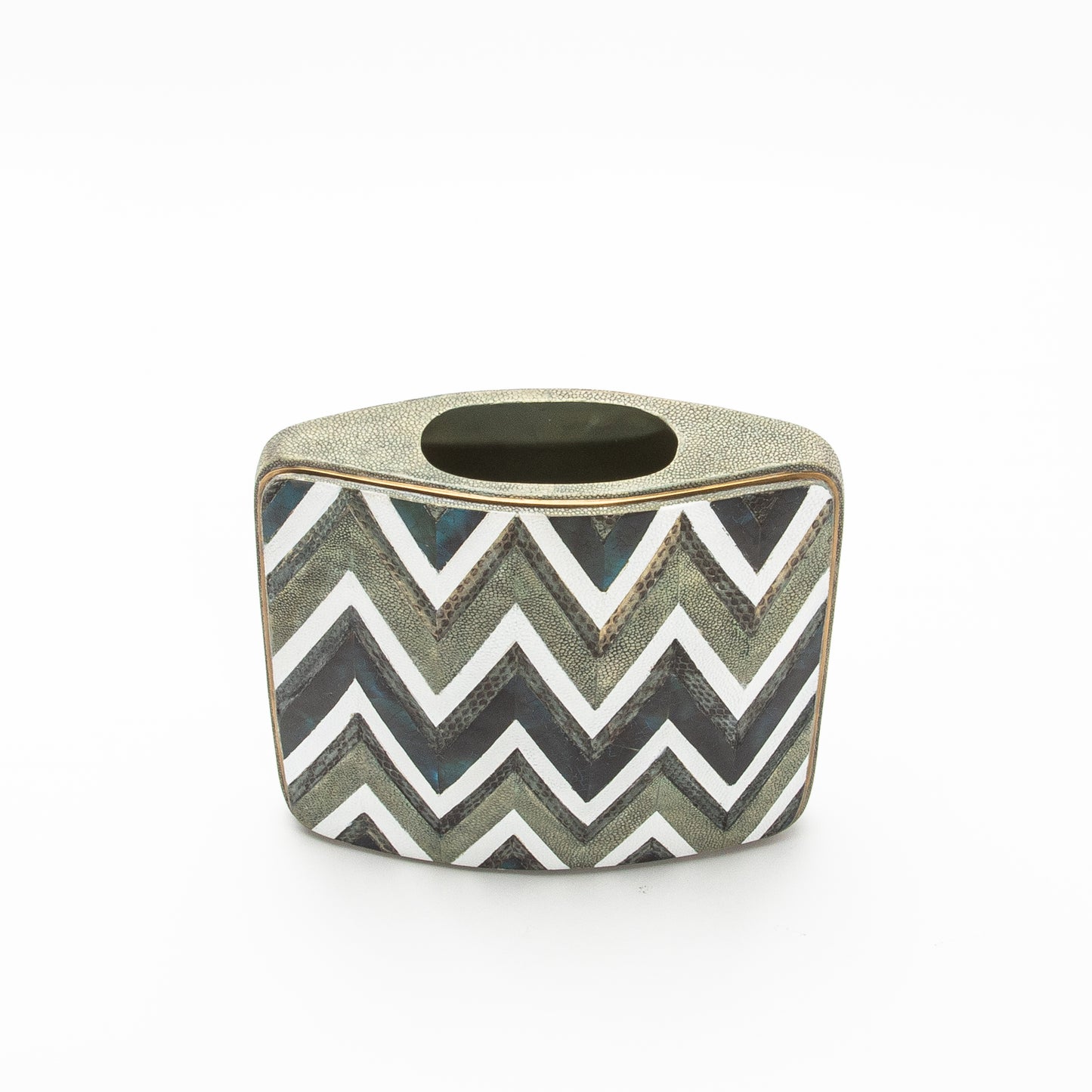 Vase in Shagreen, Shell, and Natural Snake Skin with Brass by R&Y Augousti