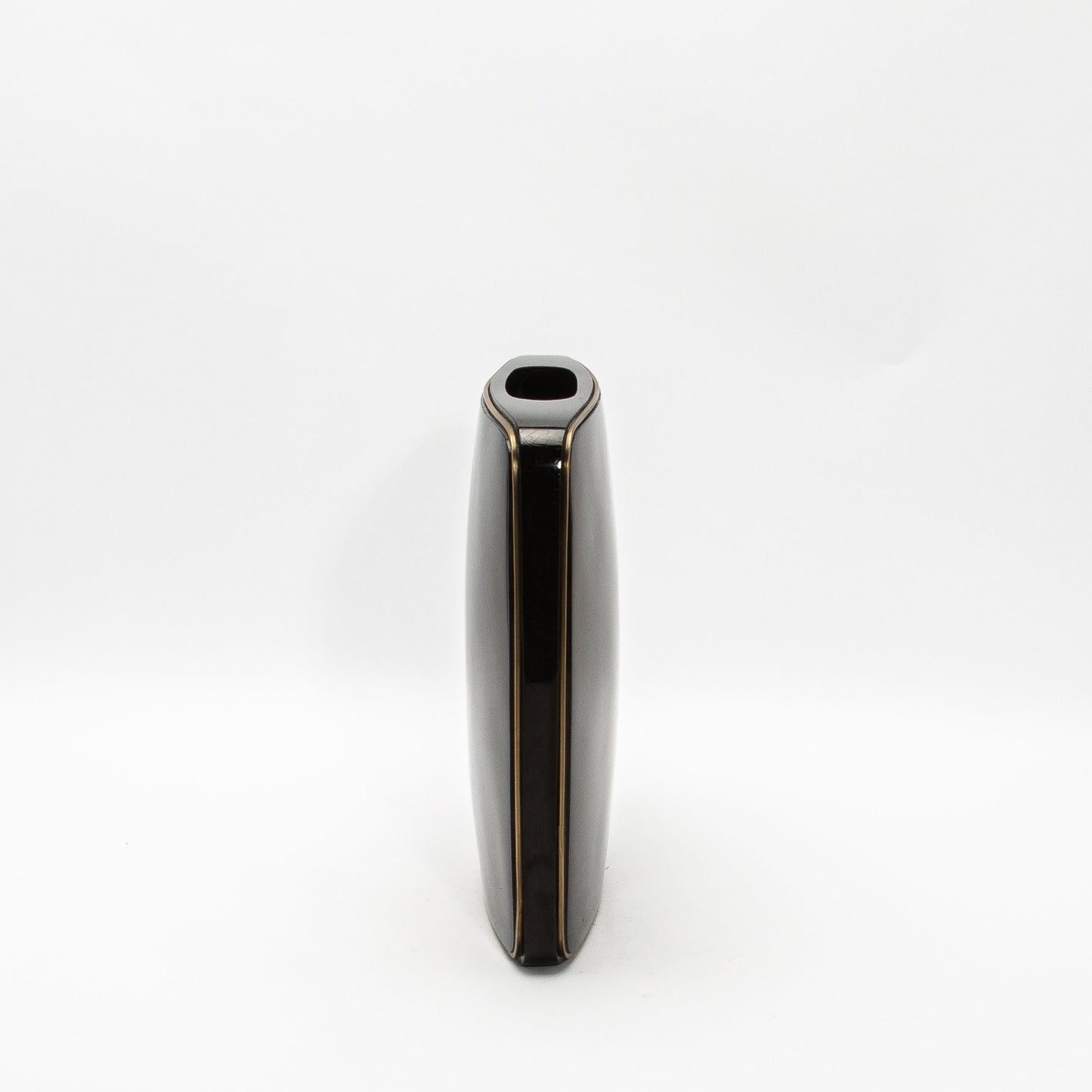 Vase in Black Shell with Brass by R&Y Augousti