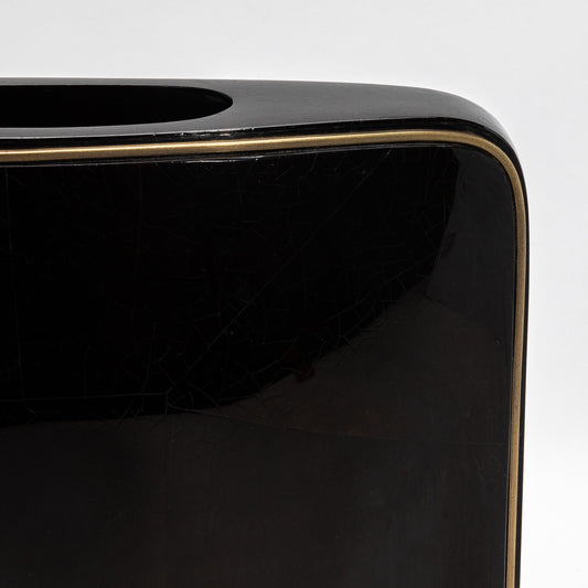 Vase in Black Shell with Brass by R&Y Augousti